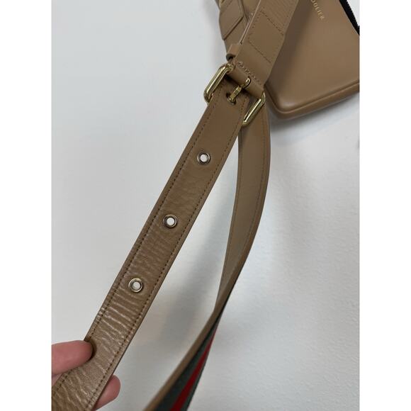 Bandolier Tan Crossbody Bag with Red and Green Strap - Picture 8 of 16
